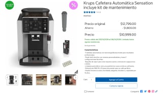Cafetera Krups Sensation con panel táctil por $7,999 | Oferta Costco