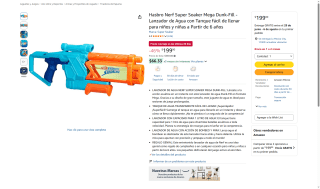 Lanzador Agua Nerf por $199 | Oferta Amazon