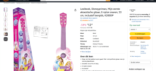 Lexibook Disney Prinsessen gitaar voor €12,49