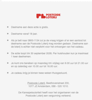 Gratis HEMA cadeuakaart van 5 euro via postcodeloterij