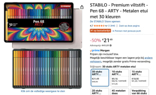 Viltstift Stabilo 6830-6 blik à 30 kleuren voor €21,49 bij Amazon