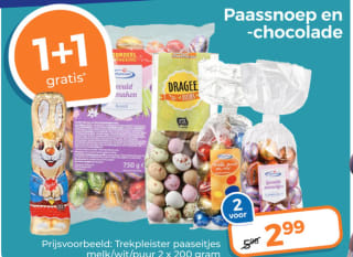 1+1 gratis op Paassnoep en -chocolade bij Trekpleister