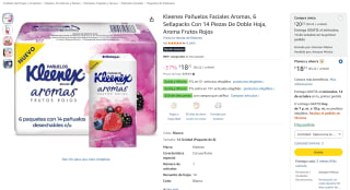 Kleenex Pañuelos Faciales Aromas, 6 sellapacks (14 pzas c/u) por $15 en Amazon