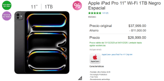 iPad Pro 11" 1TB por $23,499 | Oferta Costco (PayPal)