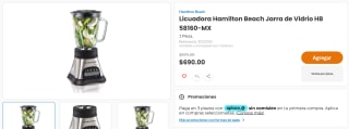 Licuadora Hamilton Beach Jarra de Vidrio HB 58160-MX por $690 | Chedraui