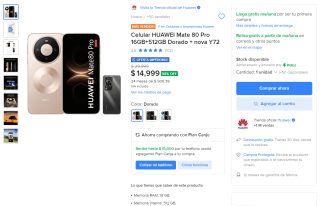 Huawei Mate 80 Pro 512GB por $13,319 en Mercado Libre