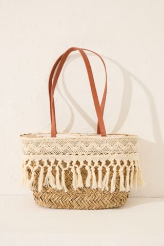 Bolso capazo rafia y encaje Women'secret por 19.99€