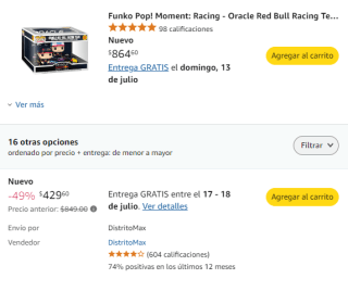 Funko Pop! Oracle Red Bull Racing Team por $430 | Descuento Amazon