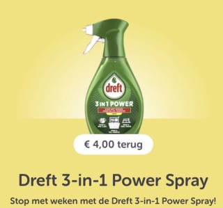 Dreft 3-in-1 Power Lemon Spray voor €0,49 na cashback via Tikkie en kruidvat