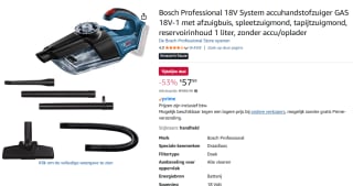 Bosch GAS 18V-1 Professional handstofzuiger voor €57,89 bij Amazon