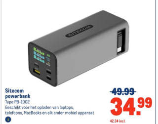 Laptop/MacBook powerbank 20.000 mAh (100 W) voor €42,34 bij Makro