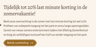 Tot 20% korting op een overnachting in de Efteling