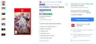 Fire Emblem Fortunes Weave para Nintendo Switch 2 por $1,311 en Mercado Libre
