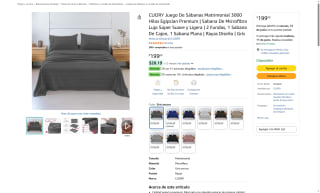 Juego Sábanas CUORY por $199 | Descuento Amazon