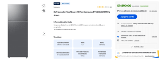 Refrigerador Samsung 19 Pies por $7,418 | Bodega Aurrera (Santander MSI)