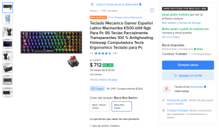 Teclado Mecánico Machenike K500-B94 por $676 | Oferta Mercado Libre