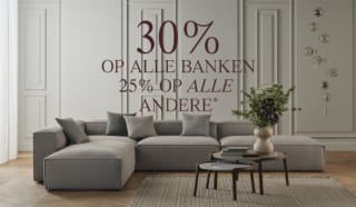 30% korting op banken, fauteuils & Classic-kussens. 25% korting op de rest bij Bolia