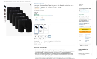 Lacoste Deep Ocean 5 Unidades por $694 | Amazon