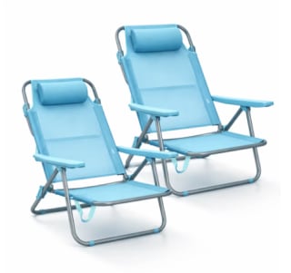 Pack de 2 Sillas de Playa Reclinables Plegables con Reposacabezas por 39.88€
