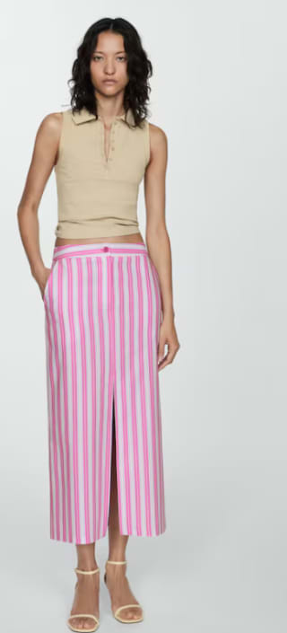 Mango Outlet Falda z rayas con abertura por 3.99€