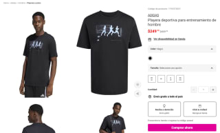 Playera Adidas Hombre Negro por $249 | Oferta Liverpool