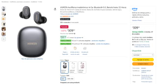 UGREEN Audífonos Inalámbricos In Ear Bluetooth 6.0 por $309 en Amazon
