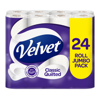Velvet Classic Quilted Toilet Tissue 24 Rolls for £7.50 (Clubcard Price)