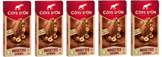 5 x Côte d'Or Bloc Lait Noisette Chocolate con Leche y Trozos Avellana 180g a 14.95€