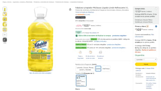 Fabuloso Limpiador Multiusos Líquido Limón Refrescante 5L por $73 en Amazon