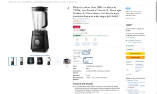 Licuadora Philips Serie 5000 1200W por $899 | Oferta Amazon