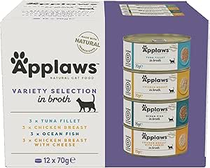 12 latas Applaws 100% Natural Comida Húmeda Gatos Atún, Pollo y Pescado por 9.26€