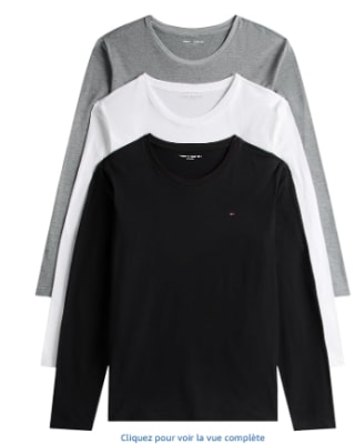 Lot de 3 T-Shirts Manches Longues Basic Tommy Hilfiger à 28€