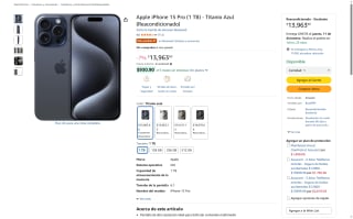 iPhone 15 Pro MAX 1TB Reacondicionado Excelente por $13,964 | Amazon