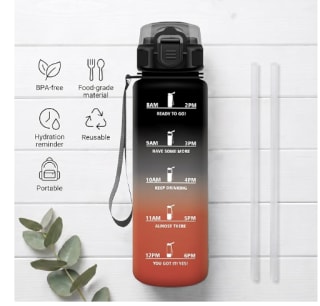 Botella de Agua JAPORIA 1L con Pajita y Marcador de Tiempo por 8,66€