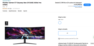 Monitor Gamer Samsung Odyssey Neo G9 57" por $19,623 | Banorte