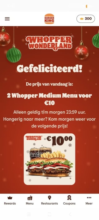2 whopper menu medium voor €10 bij Burger King