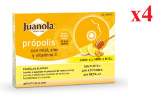 4 x JUANOLA Própolis Limón y Miel 24 pastillas blandas con Zinc y Vitamina C a 11.96€