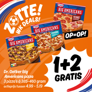 1+2 gratis op Dr. Oetker Big Americans pizza's bij Poiesz