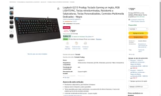 Teclado Logitech G213 Prodigy RGB Negro por $799 | Amazon