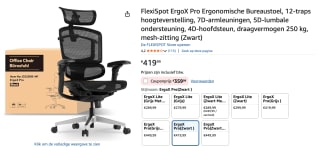 FlexiSpot ErgoX Pro Ergonomische Bureaustoel, voor €359,99 bij Amazon