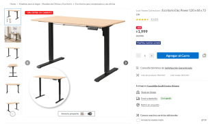 Escritorio Elec Power 120x60x73cm por $1,799 | Sodimac