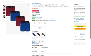 Hanes Bóxers Total-Support 4 Piezas por $280 | Amazon