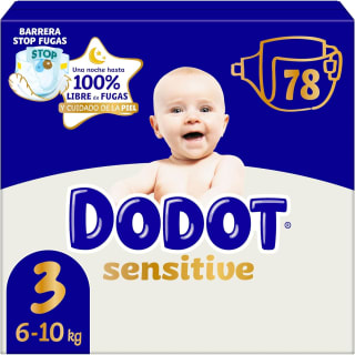 2 Packs Dodot Sensitive Talla 3, 78 Pañales, 6kg-10kg por 25.70€