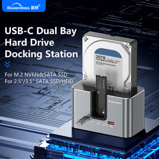 All in One Dual Bay External Hard Drive SSD HDD Docking Station Type C at Shenzhen Bl