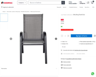 Silla Sling Textil Gris por $382 en Sodimac