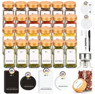 Pots à épices en verre HOME SAFETY 24 pièces - Couvercle bambou - 120 ml à 49,90€