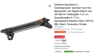 GARDENA Zwenksproeier Aquazoom L 28 m² voor €36,99 bij Amazon