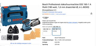 Bosch GSS 160-1 A 3-in-1 Vlakschuurmachine in L-Boxx - 180W voor €139 bij Amazon