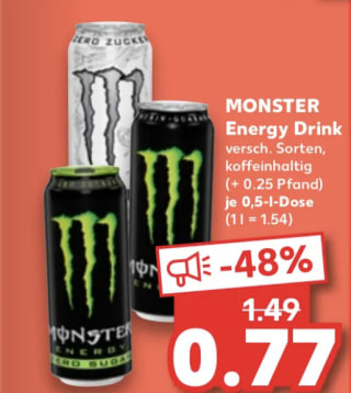 Monster Energy voor €0,77 bij Kaufland in Duitsland