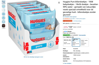 Huggies Pure billendoekjes (1008 doekjes) voor 19,42 euro